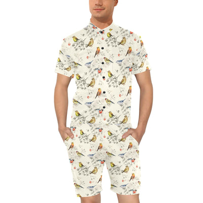 Bird Watercolor Design Pattern Men's Romper