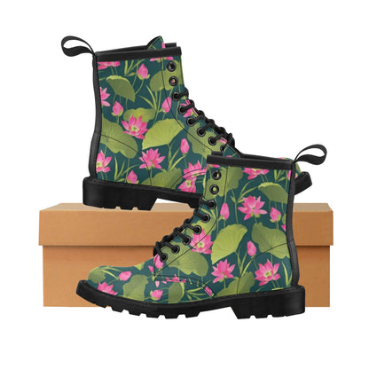 Water Lily Pattern Print Design WL09 Women's Boots