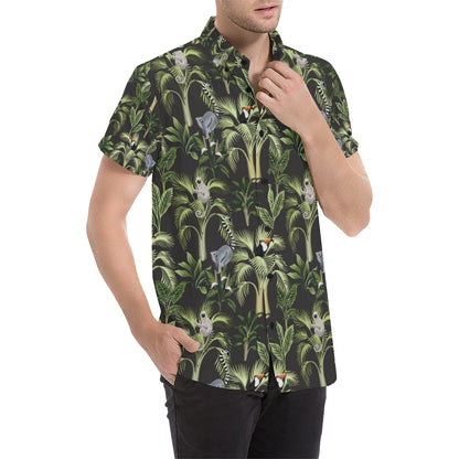 Rainforest Pattern Print Design RF05 Men's Short Sleeve Button Up Shirt