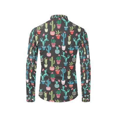 Cactus Pattern Print Design 02 Men's Long Sleeve Shirt