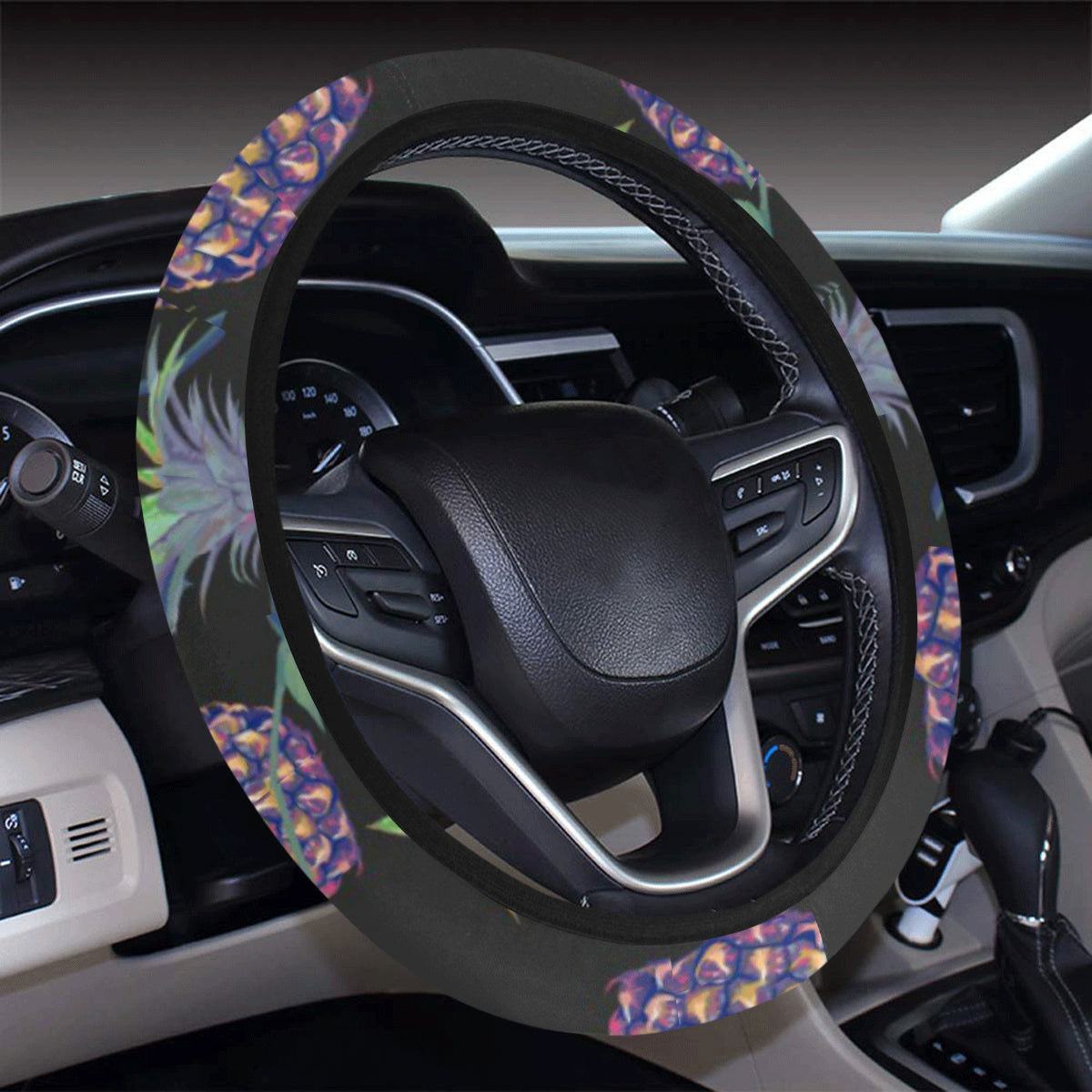 Pineapple Pattern Print Design PP04 Steering Wheel Cover with Elastic Edge