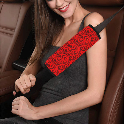 Maori Red Themed Design Print Car Seat Belt Cover
