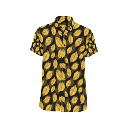 Elm Leave Summer Print Pattern Men's Short Sleeve Button Up Shirt