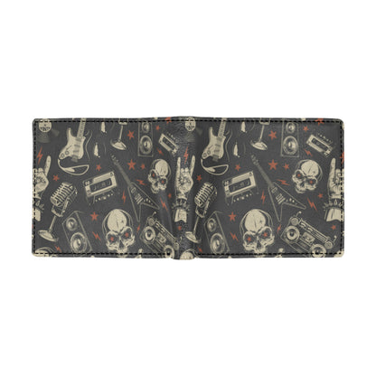 Rock and Roll Skull Pattern Print Design A03 Men's ID Card Wallet