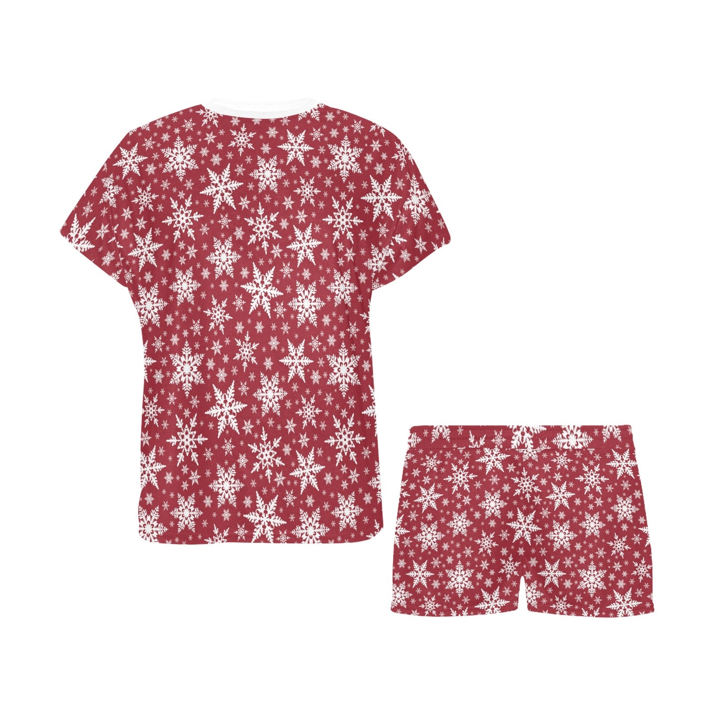 Snowflake Red Print Design LKS302 Women's Short Pajama Set