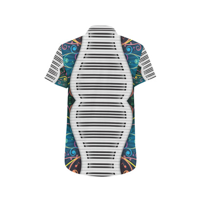 Piano Pattern Print Design 01 Men's Short Sleeve Button Up Shirt