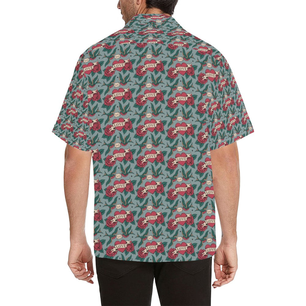 Tattoo Heart Print Design LKS301 Men's Hawaiian Shirt