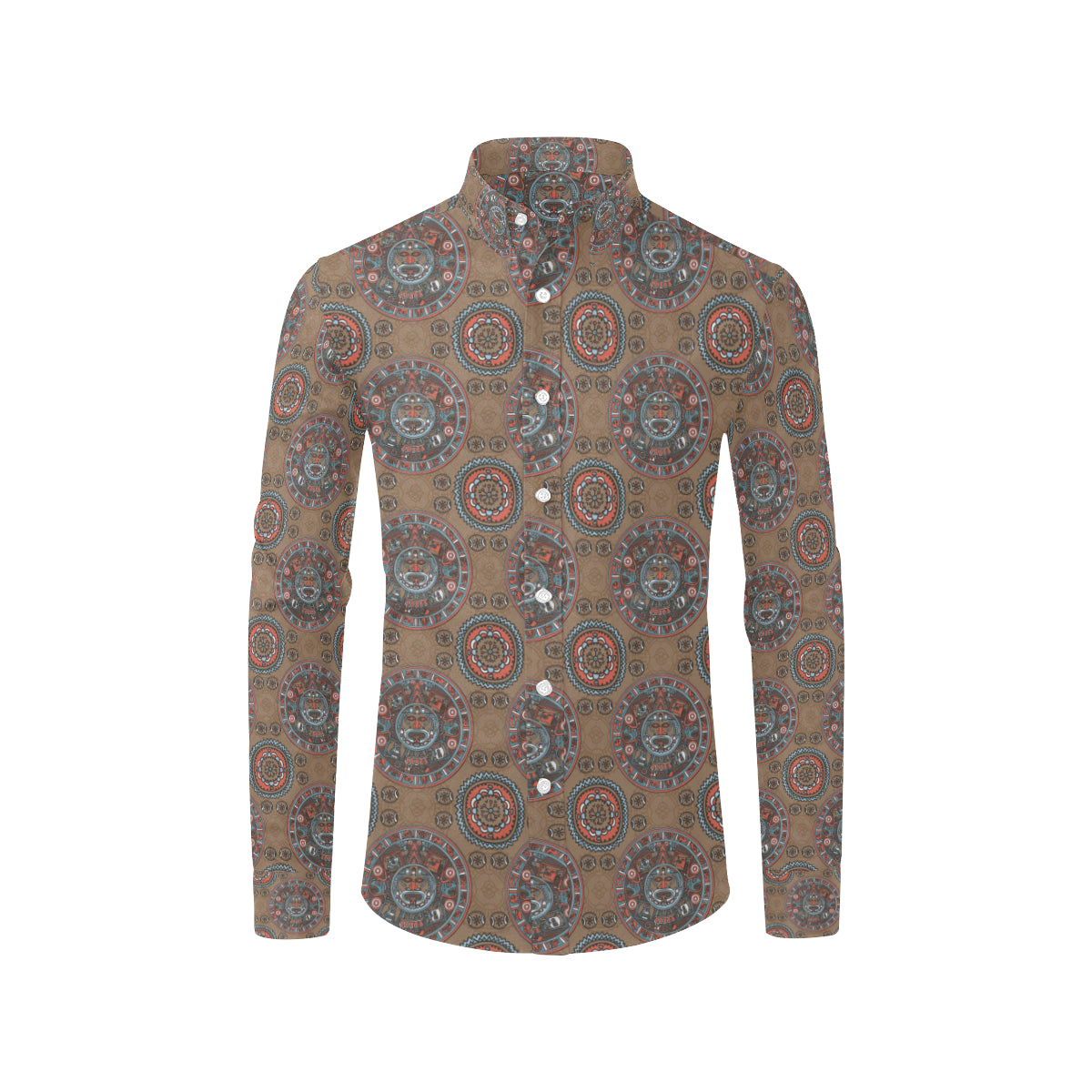 Calendar Aztec Pattern Print Design 03 Men's Long Sleeve Shirt