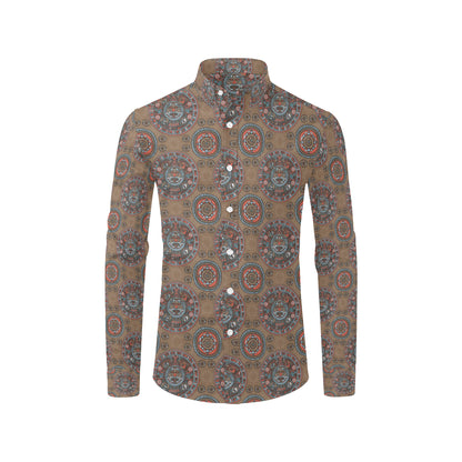 Calendar Aztec Pattern Print Design 03 Men's Long Sleeve Shirt
