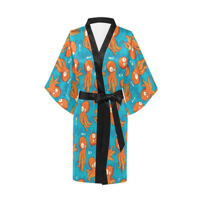 Octopus Pattern Print Design A02 Women's Short Kimono