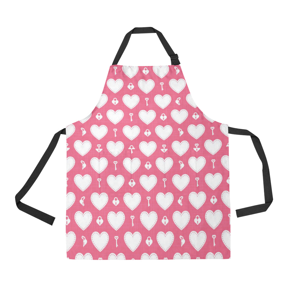 Heart Key Pattern Print Design HE09 Apron with Pocket