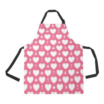 Heart Key Pattern Print Design HE09 Apron with Pocket