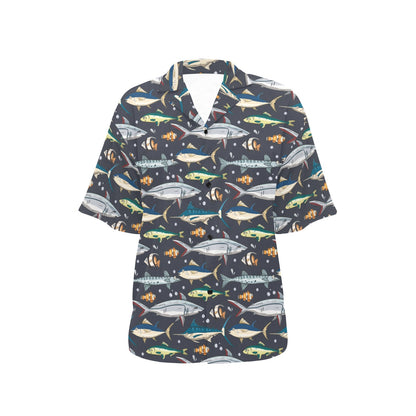Swordfish Pattern Print Design 04 Women's Hawaiian Shirt