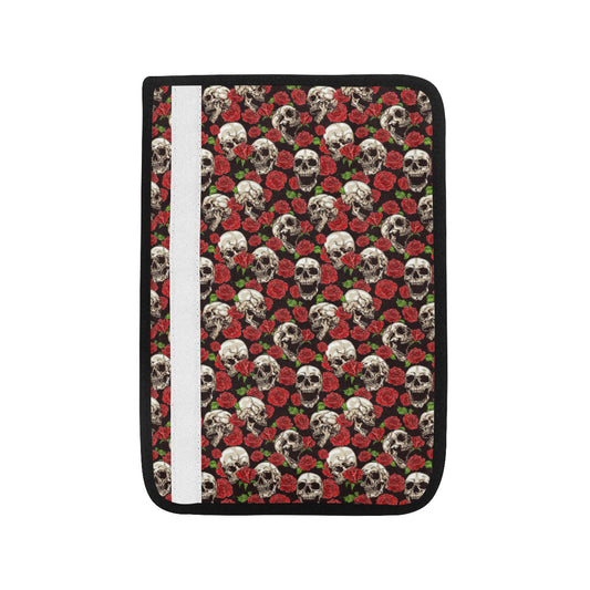 Skull Roses Design Themed Print Car Seat Belt Cover