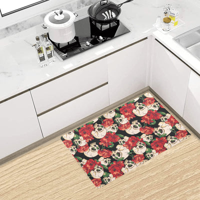 Skull Red Rose Kitchen Mat