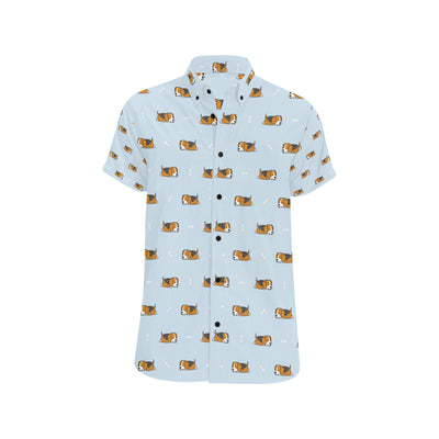 Beagle Pattern Print Design 06 Men's Short Sleeve Button Up Shirt