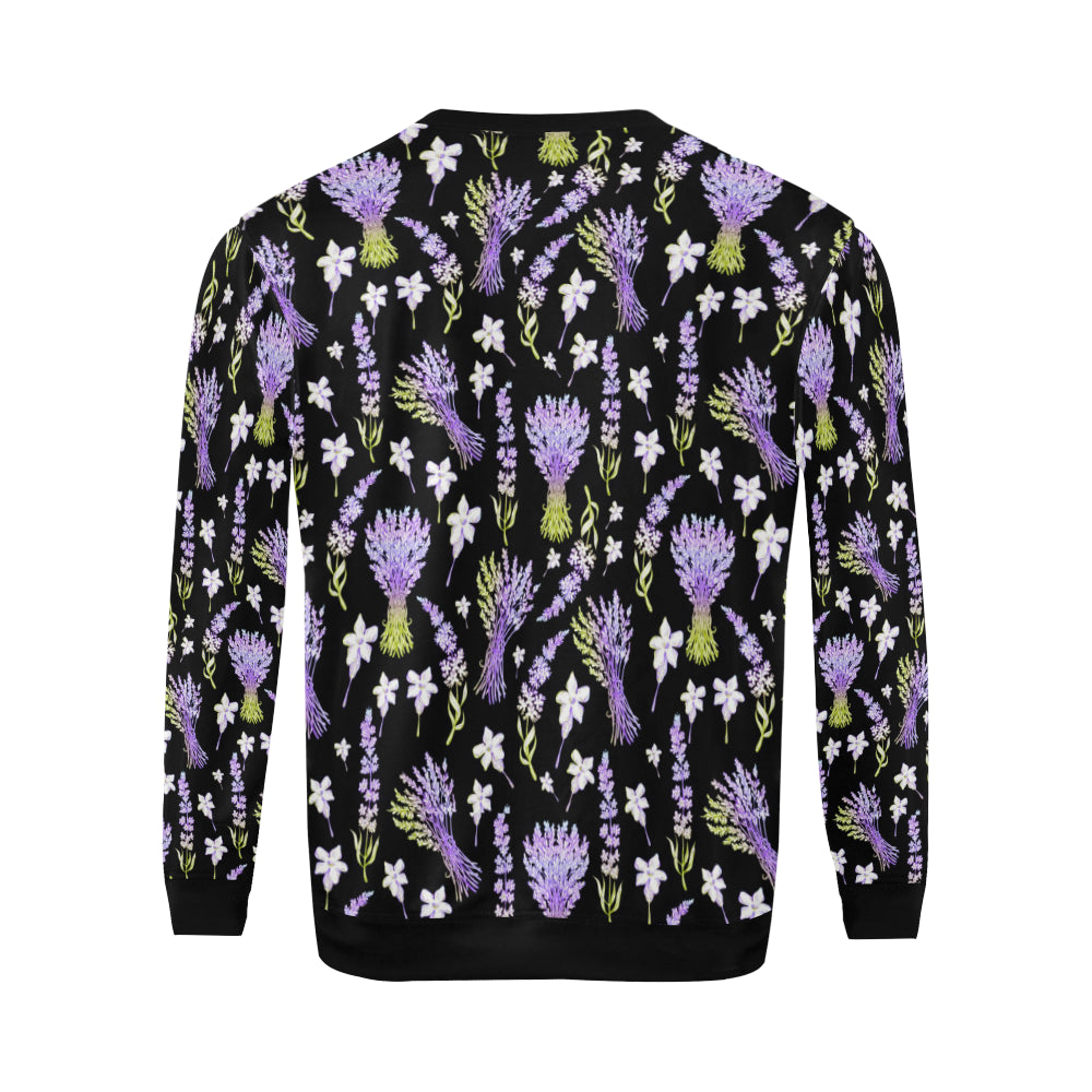 Lavender Pattern Print Design LV04 Men Long Sleeve Sweatshirt