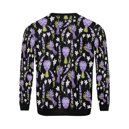 Lavender Pattern Print Design LV04 Men Long Sleeve Sweatshirt