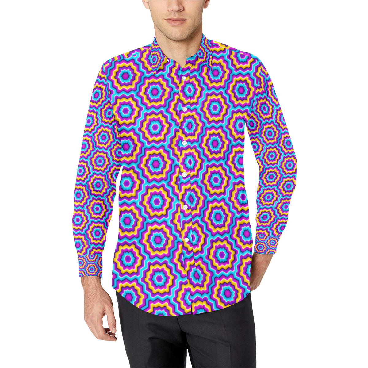 Optical illusion Techno Movement Men's Long Sleeve Shirt