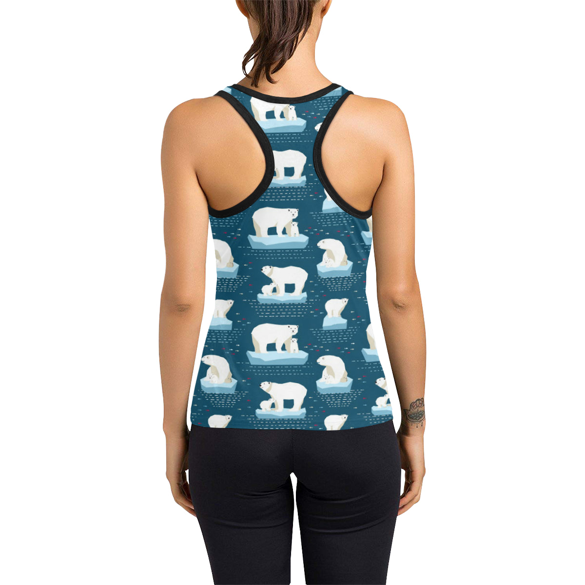 Polar Bear Pattern Print Design PB02 Women's Racerback Tank Top