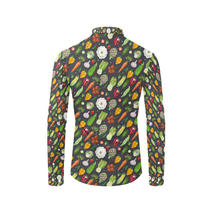 Vegan Pattern Themed Design Print Men's Long Sleeve Shirt
