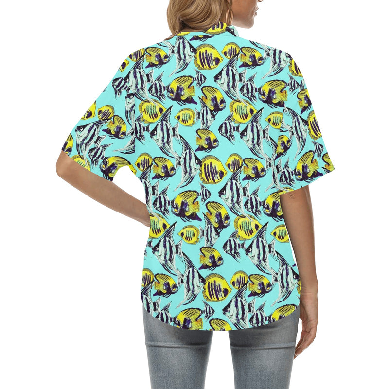 Angelfish Pattern Print Design 02 Women's Hawaiian Shirt