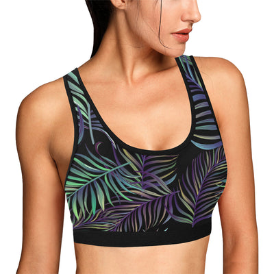 Tropical Palm Leaves Pattern Brightness Sports Bra