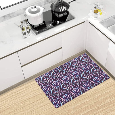 Peace Sign Feather Design Print Kitchen Mat