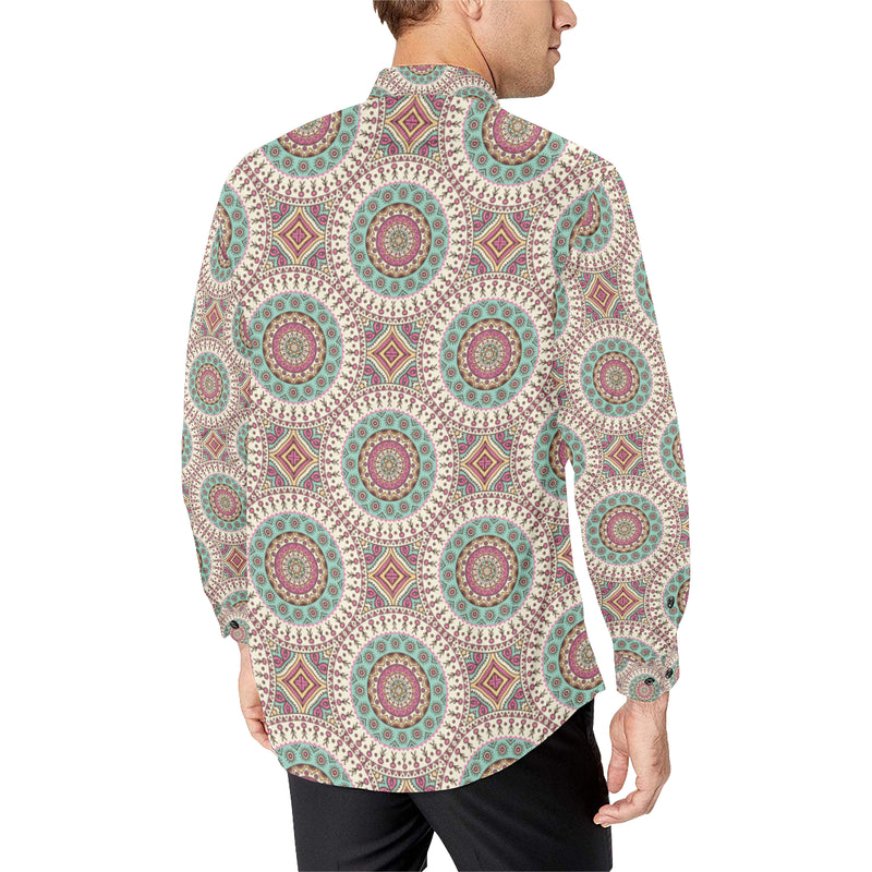 Bohemian Round Style Print Men's Long Sleeve Shirt