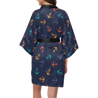 Anchor Pattern Print Design 05 Women's Short Kimono