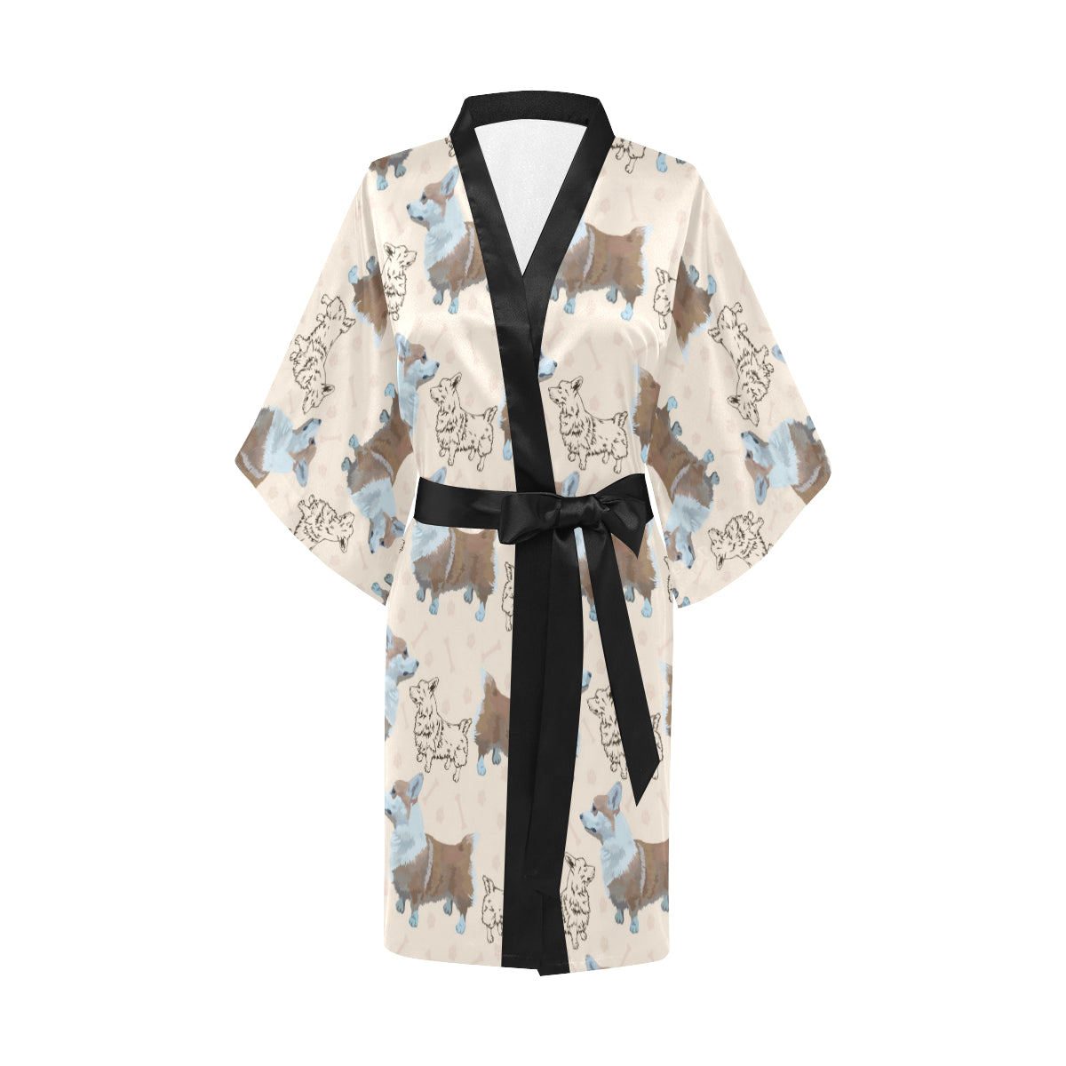 Pembroke Welsh Corgis Pattern Print Design A03 Women's Short Kimono