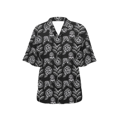 Camellia Pattern Print Design 02 Women's Hawaiian Shirt