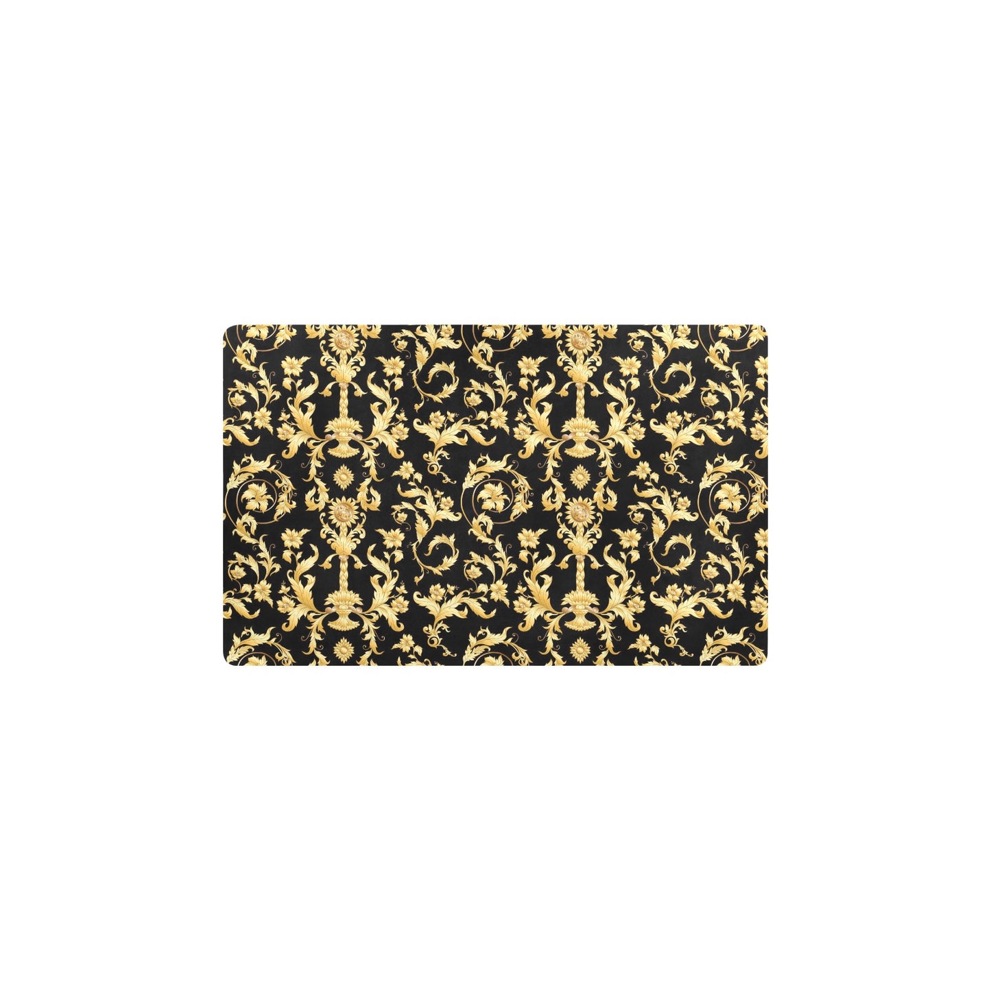 Baroque Golden Pattern Print Design 04 Kitchen Mat