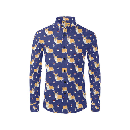 Pembroke Welsh Corgis Pattern Print Design A07 Men's Long Sleeve Shirt