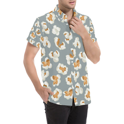 Popcorn Pattern Print Design A05 Men's Short Sleeve Button Up Shirt
