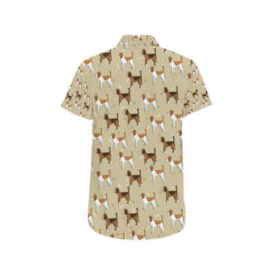 Beagle Pattern Print Design 01 Men's Short Sleeve Button Up Shirt