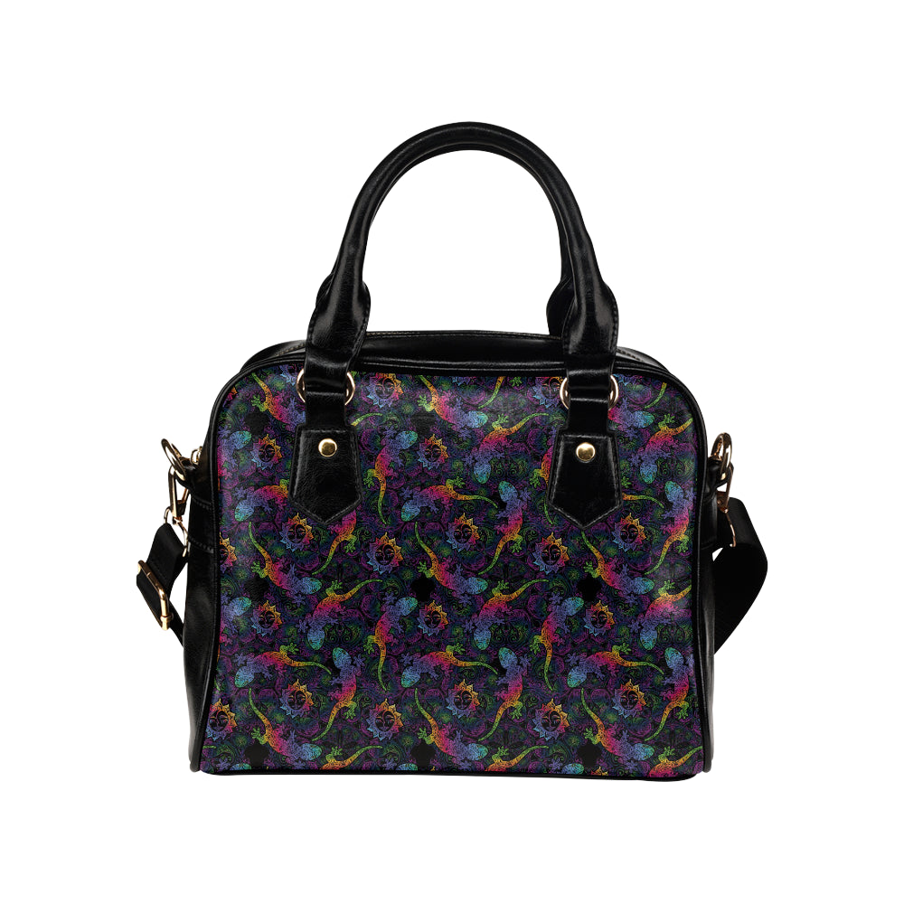 Gecko Rainbow Pattern Print Design 03 Shoulder Handbag