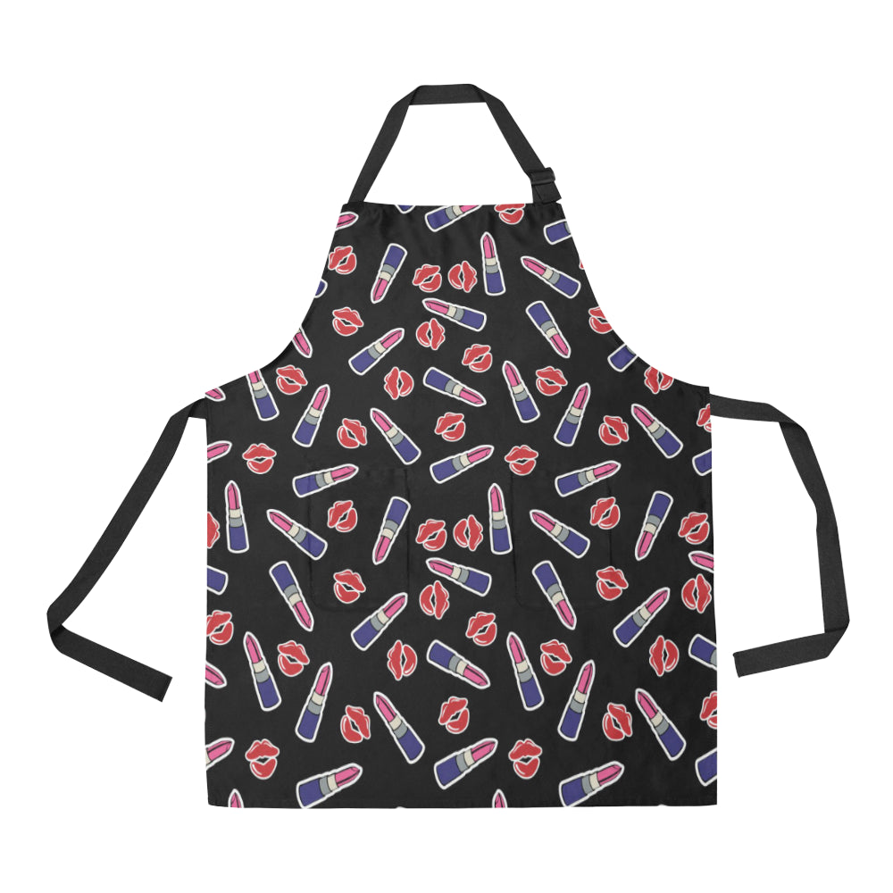 Lipstick Pattern Print Design LT01 Apron with Pocket