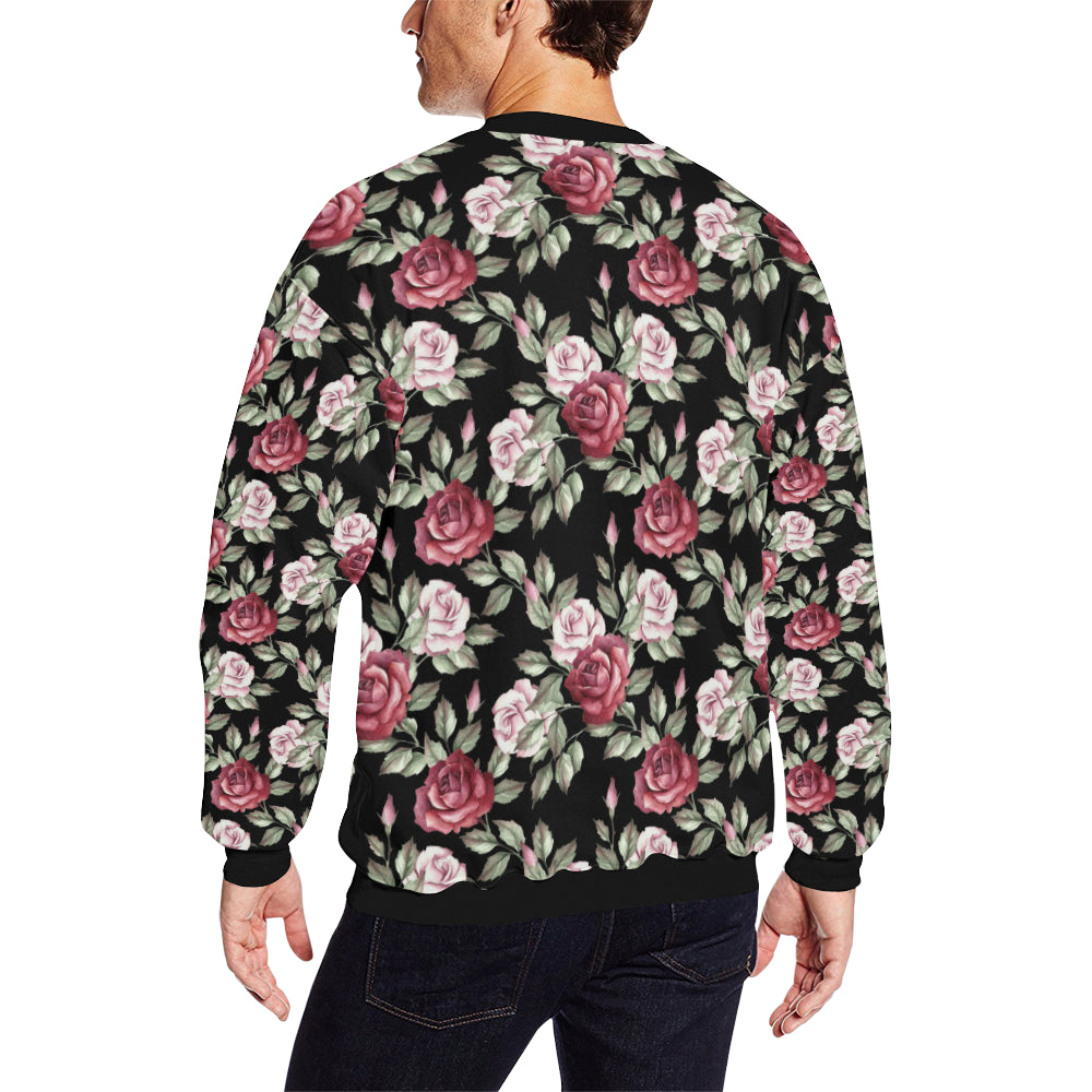 Rose Red Pink Pattern Print Design RO03 Men Long Sleeve Sweatshirt
