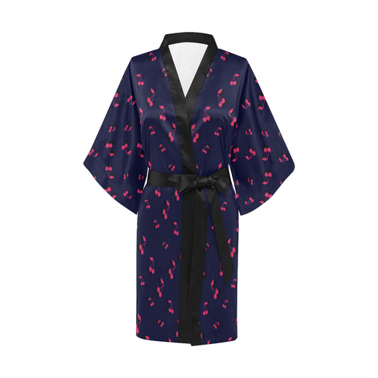 Cherry Pattern Print Design 02 Women's Short Kimono