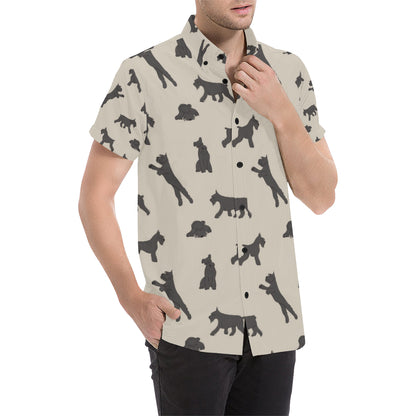 Schnauzers Pattern Print Design A06 Men's Short Sleeve Button Up Shirt