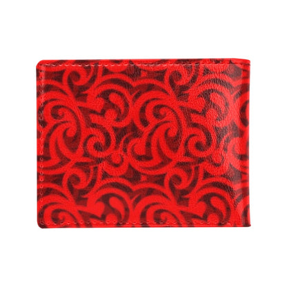 Maori Red Themed Design Print Men's ID Card Wallet