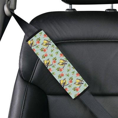 Bird with Red Flower Print Pattern Car Seat Belt Cover
