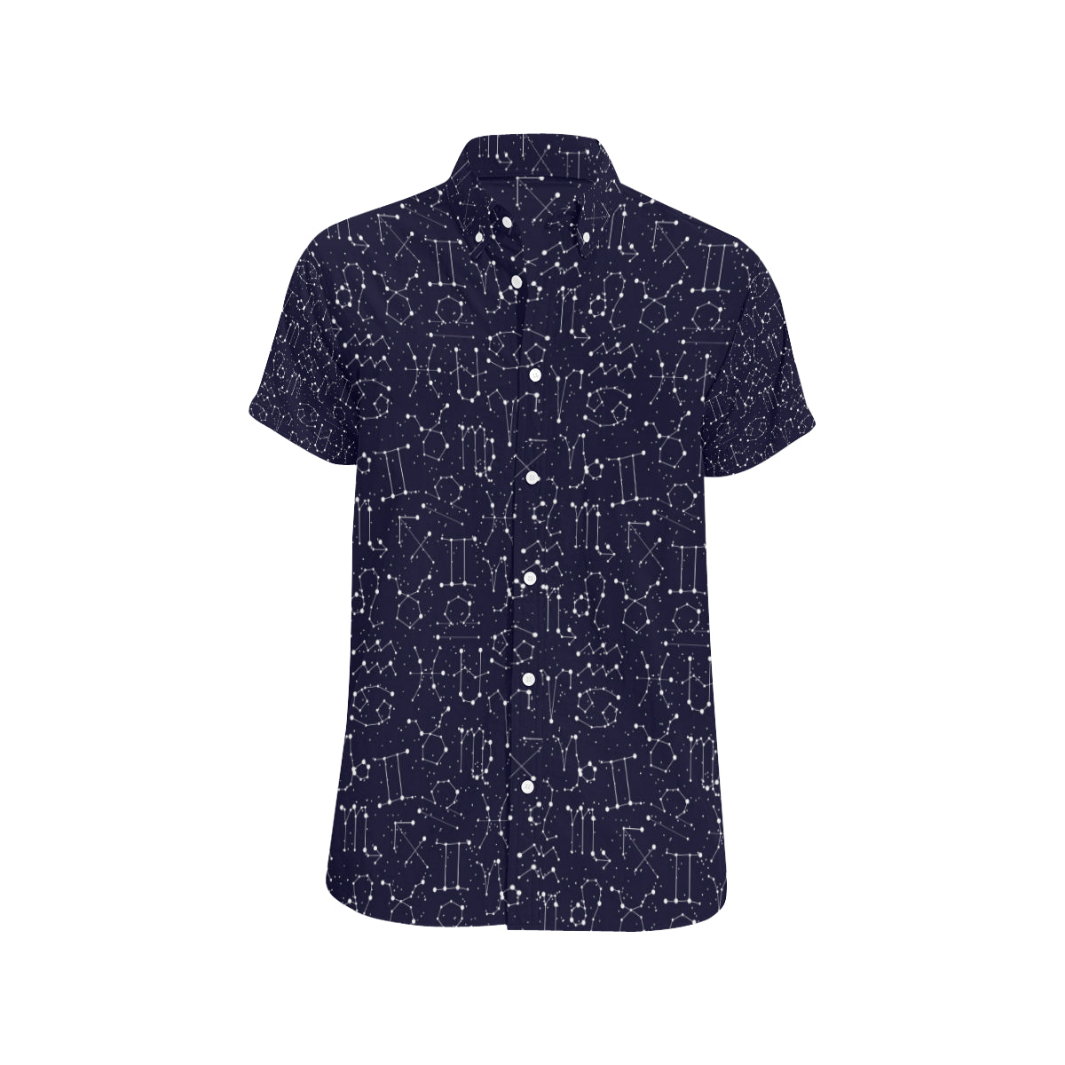 Zodiac Pattern Design Print Men's Short Sleeve Button Up Shirt