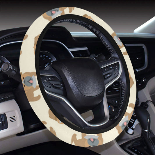 Bulldogs Pattern Print Design 01 Steering Wheel Cover with Elastic Edge