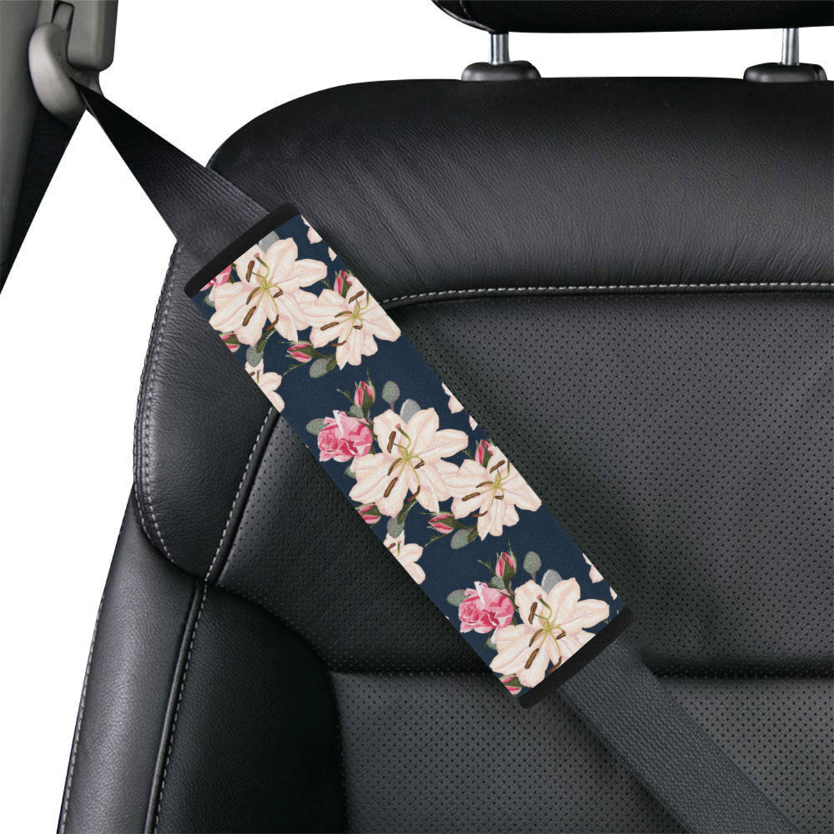 Lily Pattern Print Design LY04 Car Seat Belt Cover
