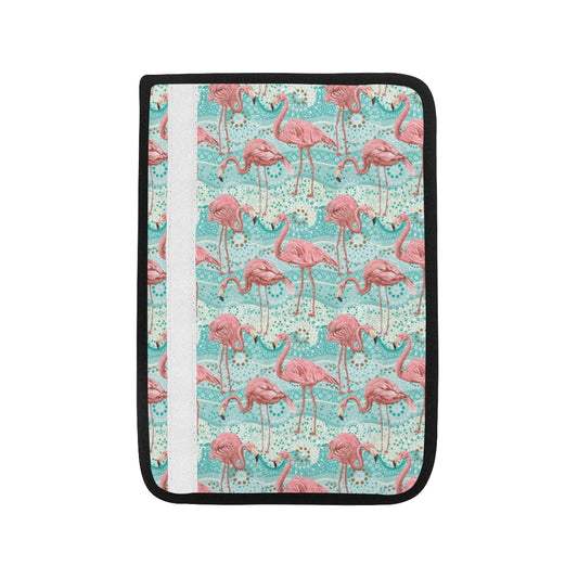 Flamingo Background Themed Print Car Seat Belt Cover