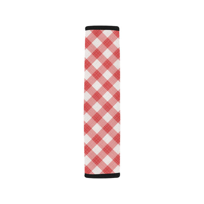 Gingham Red Pattern Print Design 01 Car Seat Belt Cover