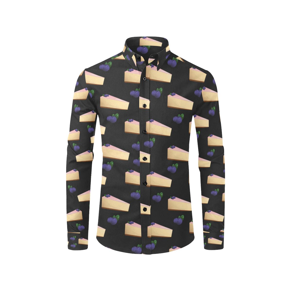 Cheesecake blueberry Pattern Print Design CK01 Men's Long Sleeve Shirt