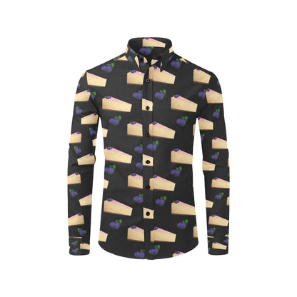 Cheesecake blueberry Pattern Print Design CK01 Men's Long Sleeve Shirt